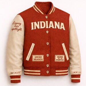 Indiana Varsity Bomber Jacket - Red and Cream